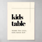 Eenvoudig elegant & chique bruiloft Kinder tafel t Poster (Voorkant)