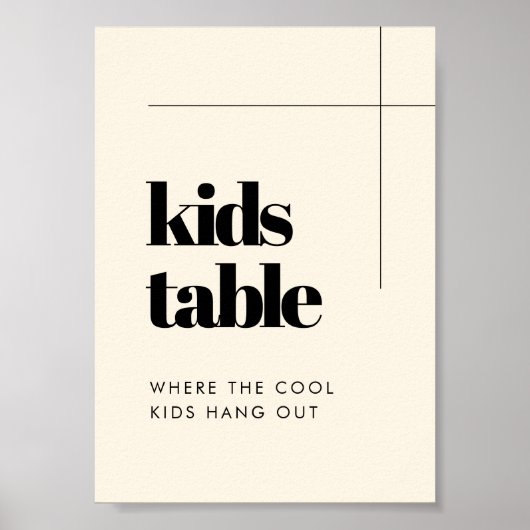 Eenvoudig elegant & chique bruiloft Kinder tafel t Poster (Voorkant)