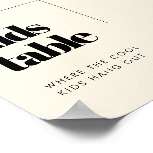 Eenvoudig elegant & chique bruiloft Kinder tafel t Poster (Hoek)