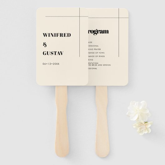 Eenvoudig elegant & chique bruiloft programma handwaaier (Voorkant en achterkant)