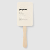 Eenvoudig elegant & chique bruiloft programma handwaaier (Achterkant)