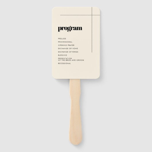 Eenvoudig elegant & chique bruiloft programma handwaaier (Achterkant)