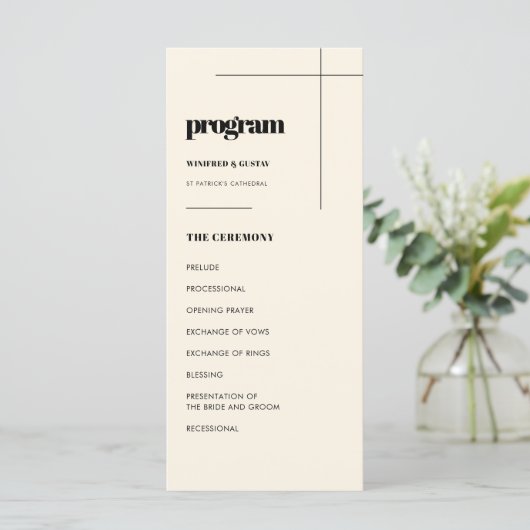 Eenvoudig elegant & chique bruiloft programma programmakaart (Staand voorkant)