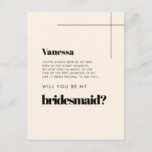 Eenvoudig elegant & chique crème bruidsmeisje voor briefkaart