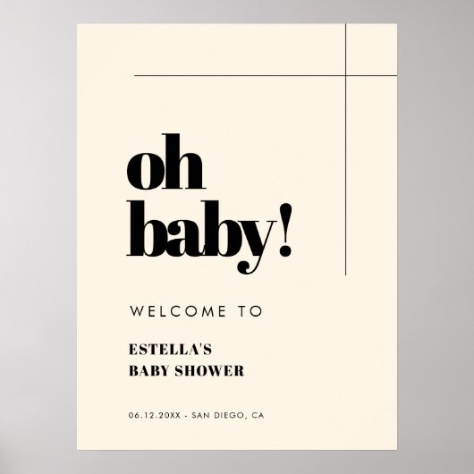Eenvoudig elegant & chique Oh Baby Welkom Poster (Voorkant)