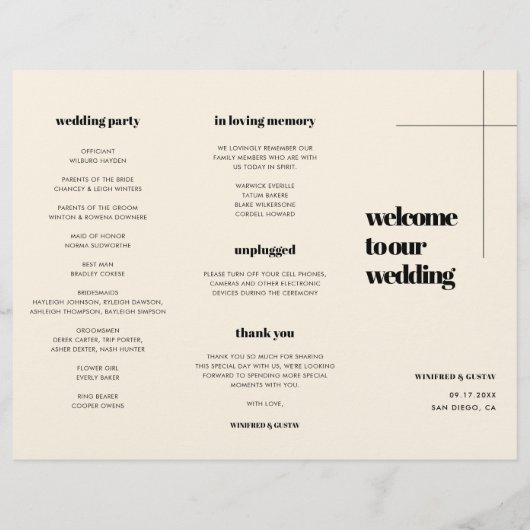 Eenvoudig elegant & chique Trifold bruiloft progra Flyer (Achterkant)