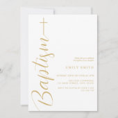 Eenvoudig Elegant Chique Wit Goud Doop Kaart (Voorkant)