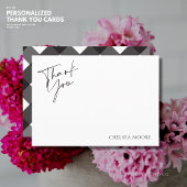 Eenvoudig Elegant Chique Zwart-wit Gingham Bedankkaart