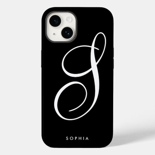 Eenvoudig Elegant Chique Zwart-wit Script Case-Mate iPhone Case (Achterkant)