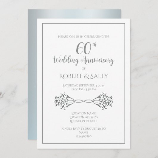 Eenvoudig Elegant Classic 60e Jubileum Party Kaart (Voorkant / Achterkant)