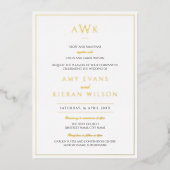 Eenvoudig Elegant Classic Monogram Weddenschap Gol Folie Uitnodiging (Voorkant)