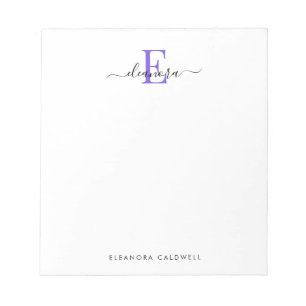 Eenvoudig Elegant Classic Paars Monogram Notitieblok