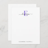 Eenvoudig Elegant Classic Paars Monogram Notitiekaartje (Voorkant / Achterkant)