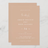 Eenvoudig Elegant Classic Wedding Blush Roze Scrip Kaart (Voorkant / Achterkant)