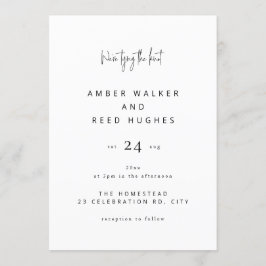Eenvoudig Elegant Classic Wedding Plain Text Scrip Kaart