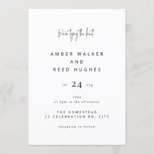 Eenvoudig Elegant Classic Wedding Plain Text Scrip Kaart