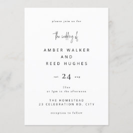 Eenvoudig Elegant Classic Wedding Plain Text Scrip Kaart