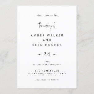 Eenvoudig Elegant Classic Wedding Plain Text Scrip Kaart