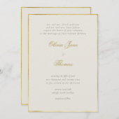Eenvoudig Elegant Classy Gold Lijst Ecru Wedding Kaart (Voorkant / Achterkant)