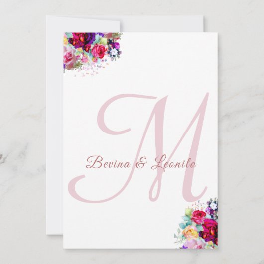 Eenvoudig Elegant Coral Pink Floral Script | Moder Kaart (Achterkant)