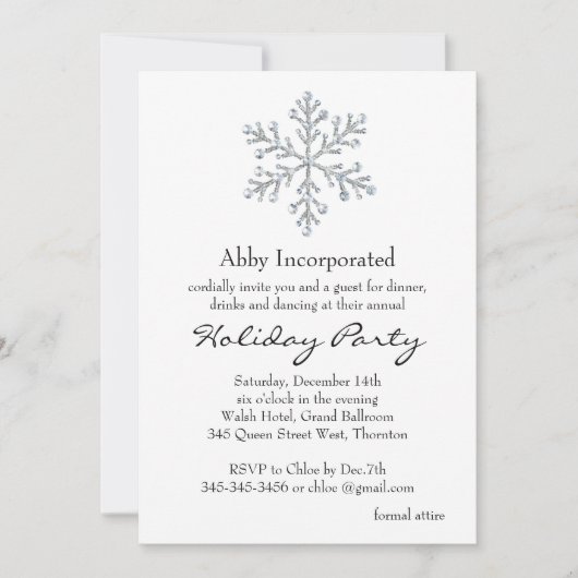 Eenvoudig & Elegant Corporate Holiday Party - wit Kaart (Voorkant)