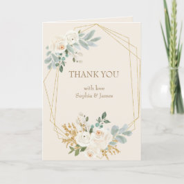 Eenvoudig Elegant Cream Goud Bloemen Lijst Bruilof Bedankkaart