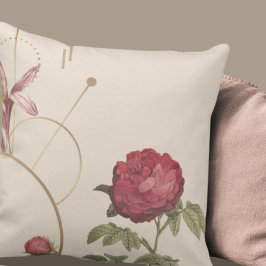 Eenvoudig Elegant Crème & Bourgondische Bloemendes Kussen