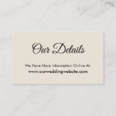 Eenvoudig, elegant crème Wedding Gift Registry Informatiekaartje (Achterkant)