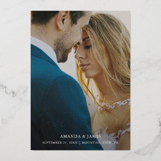 Eenvoudig Elegant Custom Save the Date Gold Folie Uitnodiging (Voorkant)