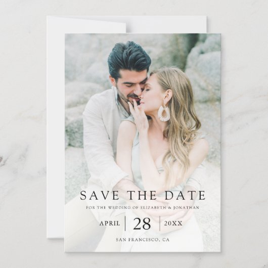 Eenvoudig Elegant Custom Sla de datumfoto op Magnetische Uitnodiging (Voorkant)