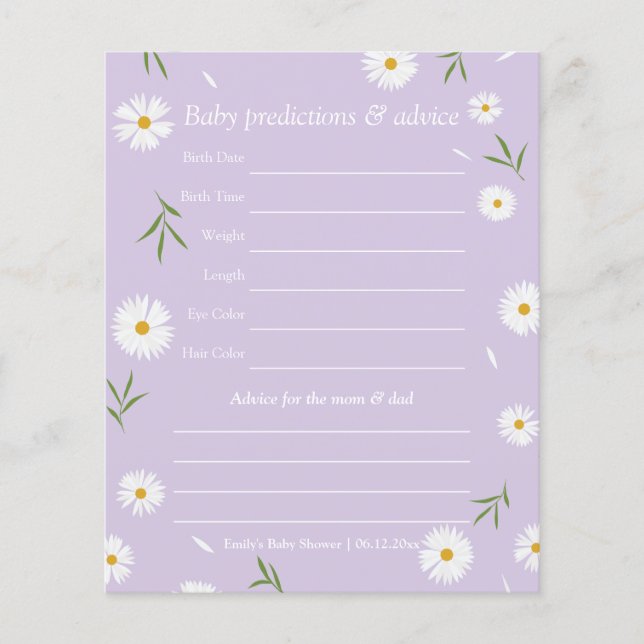 Eenvoudig Elegant Daisy Baby shower Guessing spel (Voorkant)