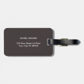 Eenvoudig Elegant Dark Grey Monogram Bagagelabel (Achterkant horizontaal)