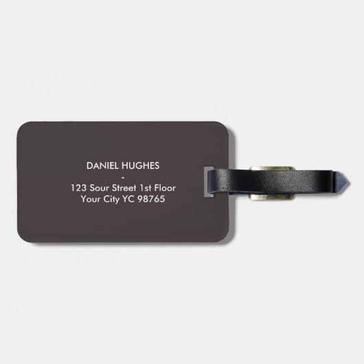 Eenvoudig Elegant Dark Grey Monogram Bagagelabel (Achterkant horizontaal)