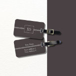 Eenvoudig Elegant Dark Grey Monogram Bagagelabel<br><div class="desc">Eenvoudig elegant donkergrijs en wit bagagelabel met een rechthoekpatroon. U kunt uw monogram,  naam en adres aan het toevoegen.</div>
