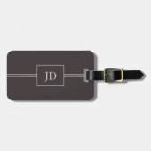 Eenvoudig Elegant Dark Grey Monogram Bagagelabel (Voorkant horizontaal)