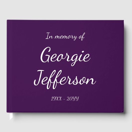 Eenvoudig & Elegant Dark Paarse begrafenis gastenb Gastenboek (Voorkant)