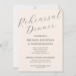 Eenvoudig elegant de avond voor repetitie diner kaart