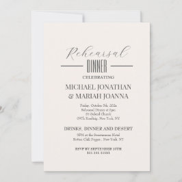 Eenvoudig elegant de avond voor repetitie diner kaart