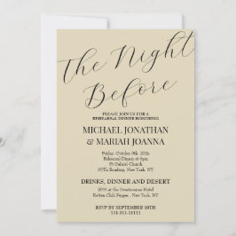 Eenvoudig elegant de avond voor repetitie diner kaart