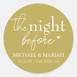 Eenvoudig elegant de avond voor repetitie diner ronde sticker
