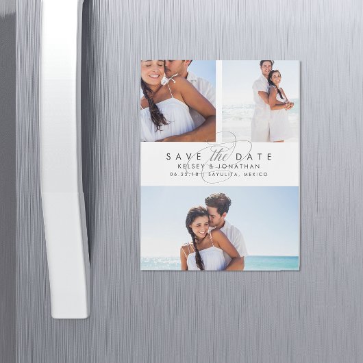 Eenvoudig Elegant de Collage van de Foto sparen de Magnetische Uitnodiging