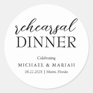 Eenvoudig Elégant De Nacht Voor De Proef Dinermenu Ronde Sticker