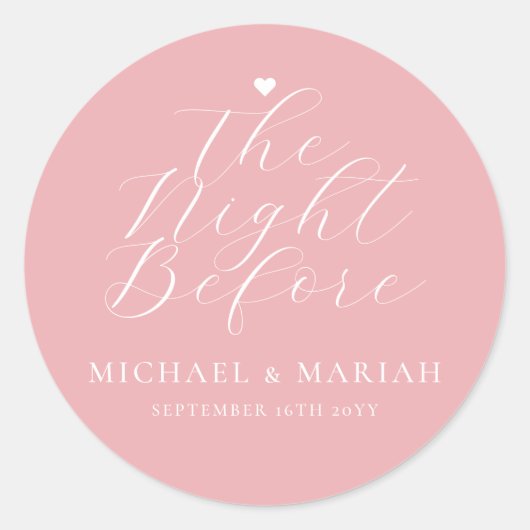 Eenvoudig Elegant De Nacht Voor De Proefbruiloft D Ronde Sticker (Voorkant)