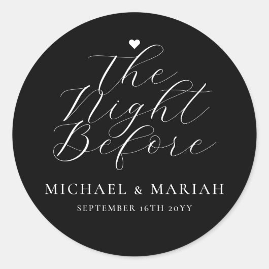 Eenvoudig Elegant De Nacht Voor De Proefbruiloft D Ronde Sticker (Voorkant)