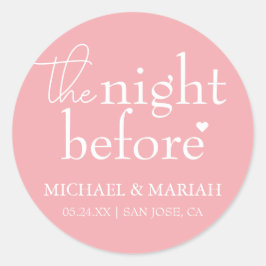 Eenvoudig Elegant De Nacht Voor De Proefbruiloft  Ronde Sticker