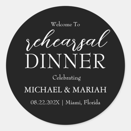 Eenvoudig Elegant De Nacht Voor De Proefbruiloft  Ronde Sticker (Voorkant)