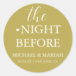 Eenvoudig Elegant De Nacht Voor De Proefbruiloft  Ronde Sticker