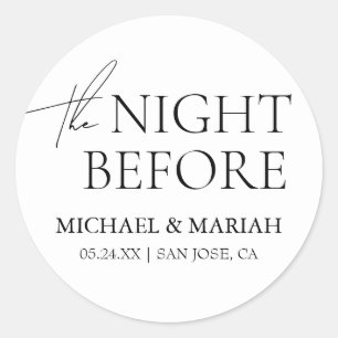 Eenvoudig Elegant De Nacht Voor De Proefbruiloft Ronde Sticker