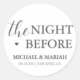 Eenvoudig Elegant De Nacht Voor De Proefbruiloft  Ronde Sticker