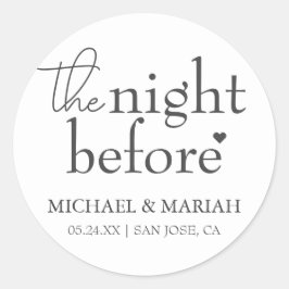 Eenvoudig Elegant De Nacht Voor De Proefbruiloft  Ronde Sticker